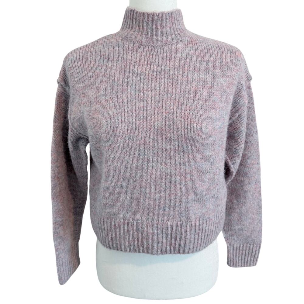 Jessica Simpson Soft Mock Neck Sweater Size Small Pink Gray Cropped
